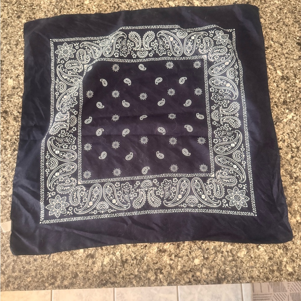Navy Blue Square Bandana with Paisley Print